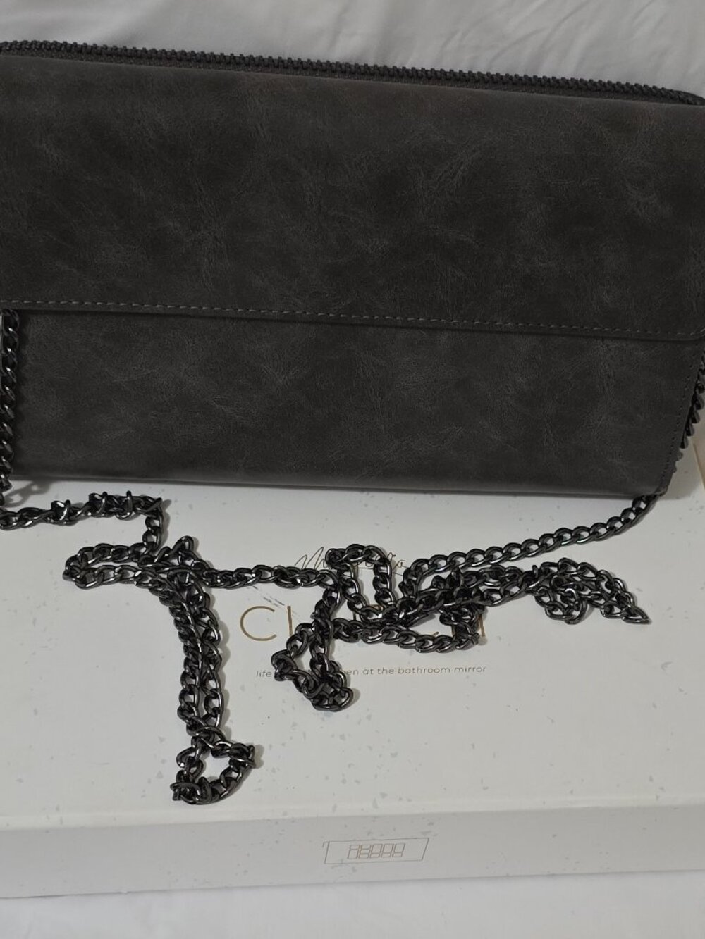 Maskcara Beauty Clutch Seint Makeup Wallet Crossbody Charcoal Grey NIB Retired